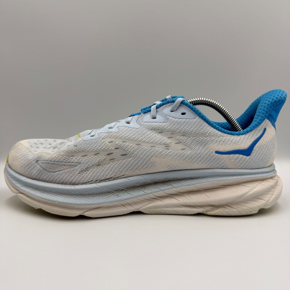 Hoka Clifton 9 Running Shoes White Blue Mens Size 11.5 2E Wide Athletic Sneakers - Picture 2 of 9